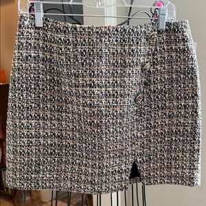 Gianni Bini Black and White Tweed Mini Skirt with Button Accents